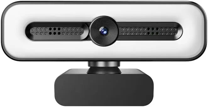 4K UHD Ring Light Webcam for Pieces - 1080P Web Camera with Dual AI Noise-Cancelling Mics, Auto Light Correction, Privacy Cover, 73°FOV, Privacy Cover