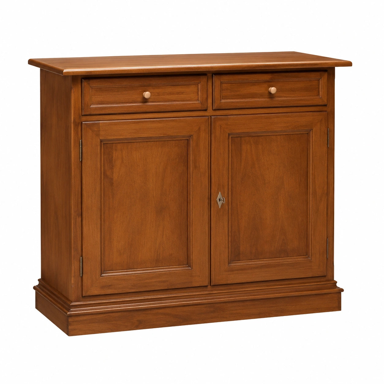 Credenza Buffet in Legno Stile Classico con 2 Ante, Finitura Noce Scuro