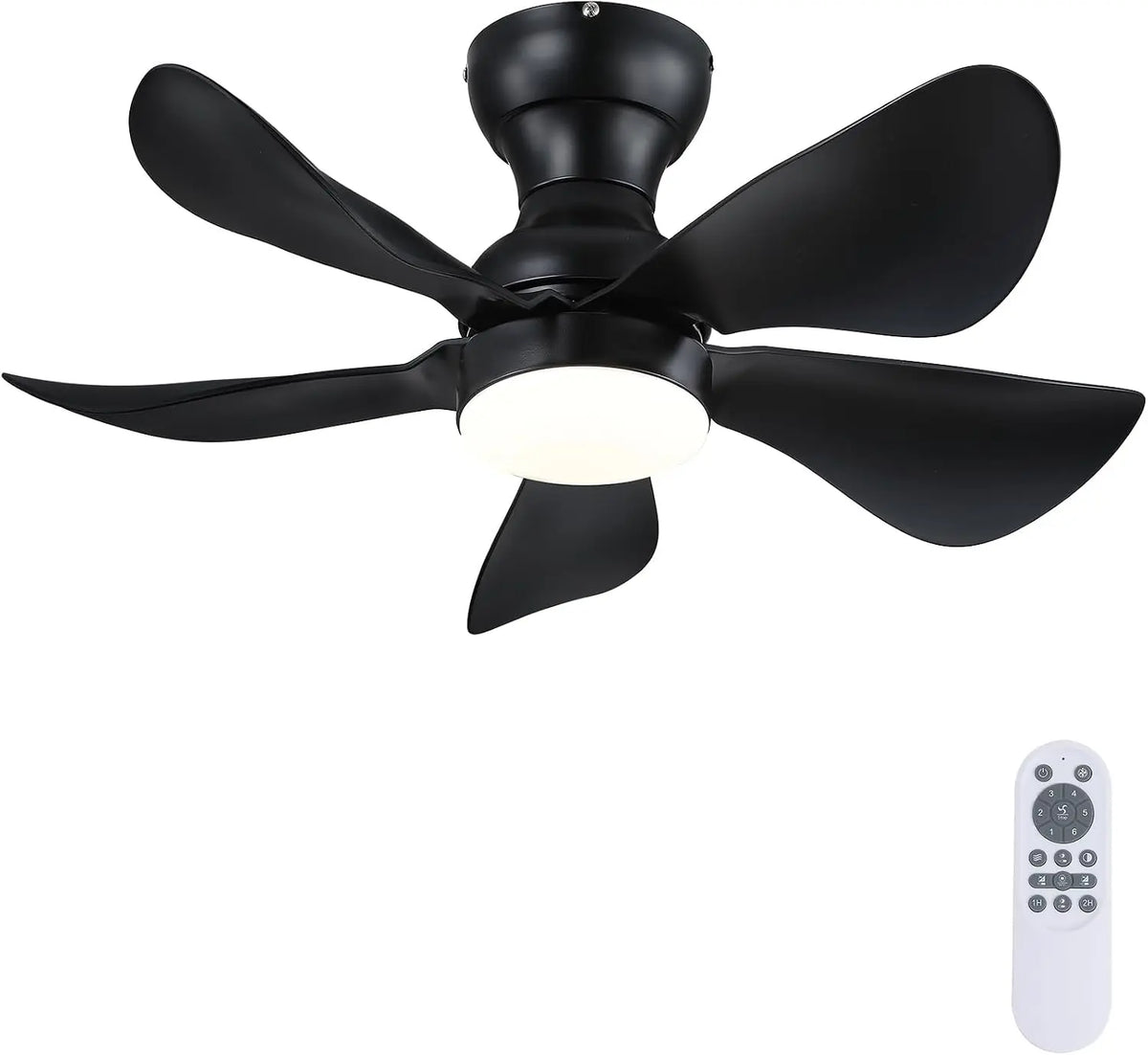 PHORUS 30Black Low Profile Flush Mount Ceiling Fans - With Lights and Remote