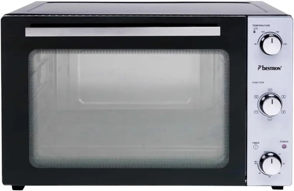 Bestron Grill Bakoven met draaispit - mini-oven met 55 L, 2000W, rvs/zwart
