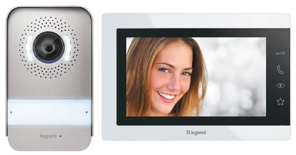 LEGRAND - EASYKIT Essential 367915 Video Door Intercom Kit with 2-Wire Connection, 7 Inch Colour Monitor & Wide Angle Camera, 1/2 Family House Kit