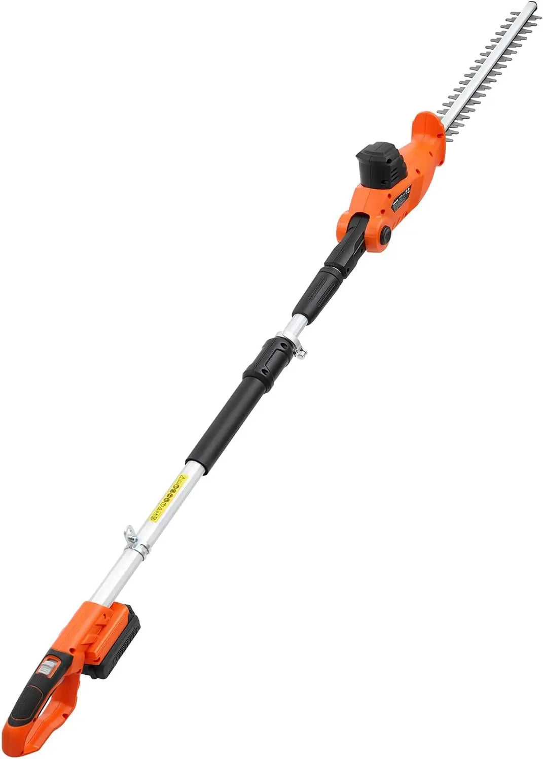 VEVOR Cordless Pole Hedge Trimmer - 20V Electric Bush Trimmer Kit with 18 Inch Double-Edged Steel Blade, 2.0Ah Battery and Fast Charger Included