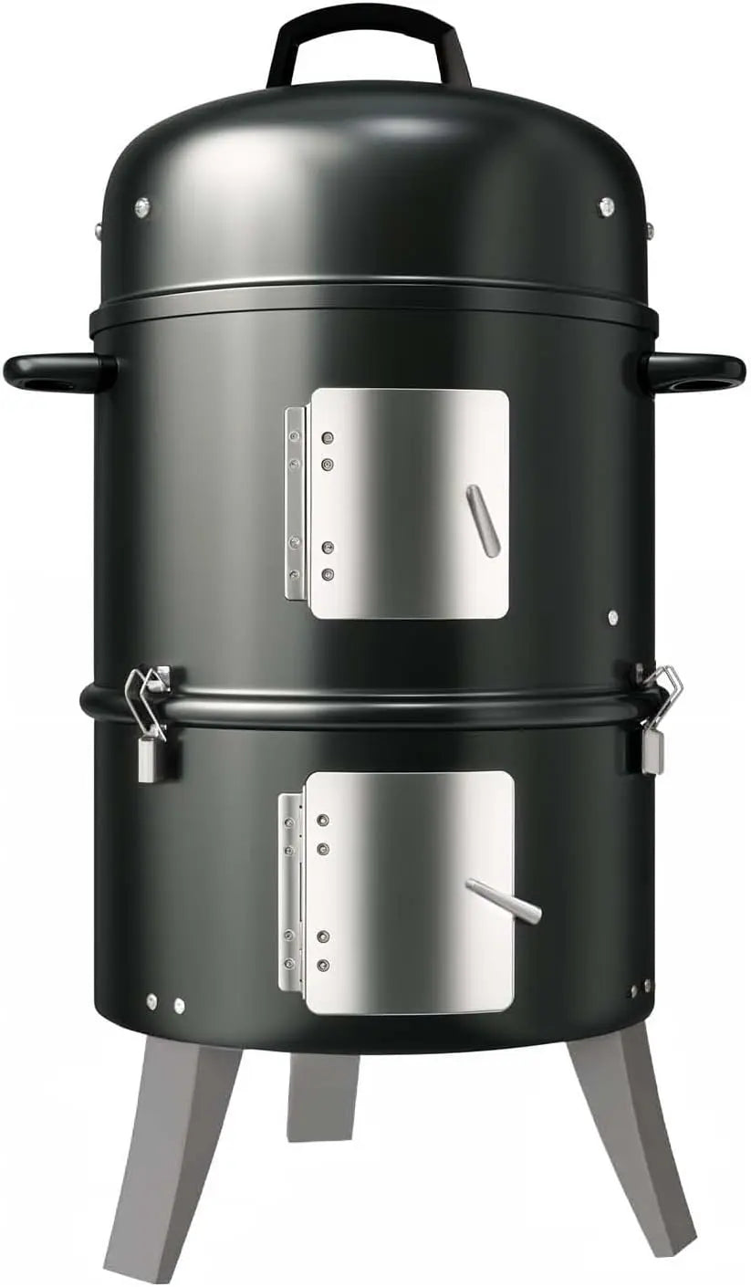 GasOne Vertical Smoker with Thermometer - 16 Inch Heavy Duty Charcoal Smoker, Multipurpose Charcoal BBQ Grill Smoker for Outdoor, Camping