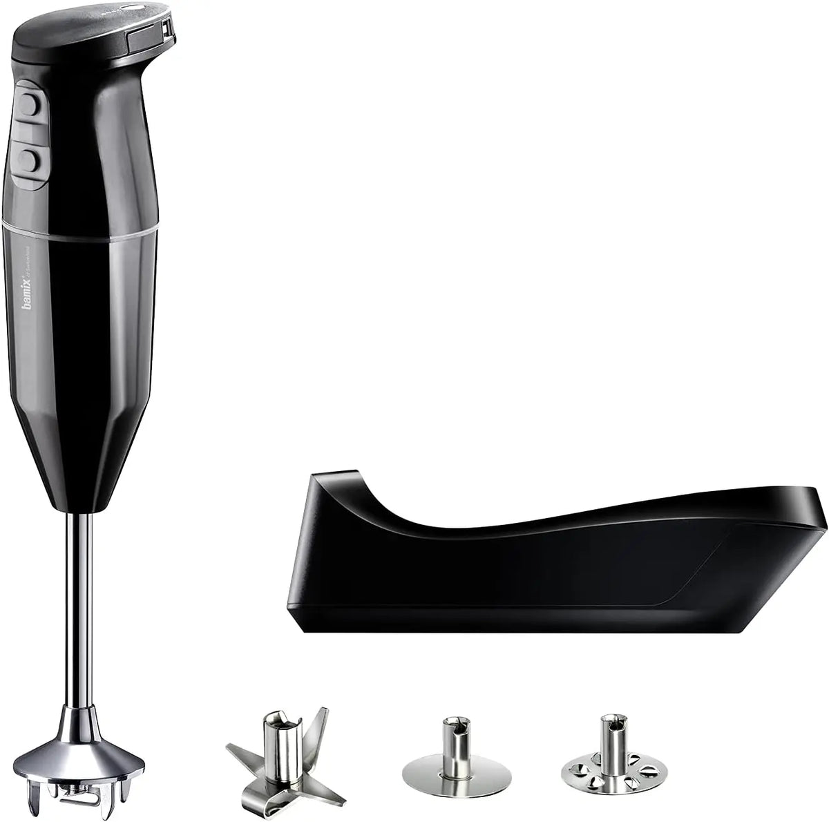 bamix Cordless Immersion Hand Blender - 2-Speed, Made in Switzerland, Black, Includes 3 Stainless Blades, Multipurpose Blade, Beater