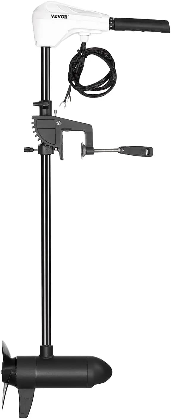 VEVOR Electric Trolling Motor - Transom Mounted Outboard Boat Motors 12V 55lbs Thrust, 8-Speed Electric Boat Engine w/Battery Indicator, for Kayaks