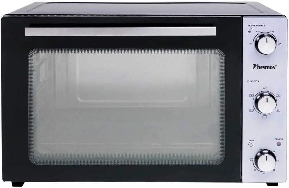 Bestron 2-in-1 Mini Oven with Rotisserie - 45 Litre, 1500 W, Stainless Steel, Black