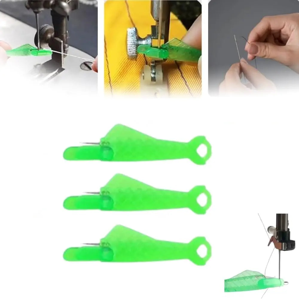 Fish Mouth Sewing Machine Needle Threader - 2024 Automatic Needle Threader for Sewing Machine Fish Type Needle Threader, 3PCS Green