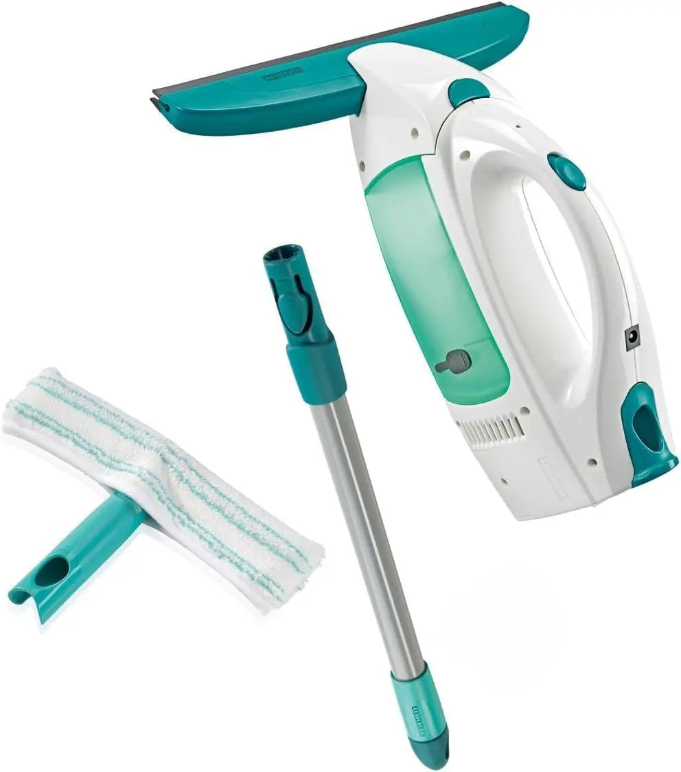 Leifheit Window Vacuum Cleaner Dry&Clean - Modular with Unique Handle System and Intelligent Standby, Window Cleaner, Battery-Powered, White Blue
