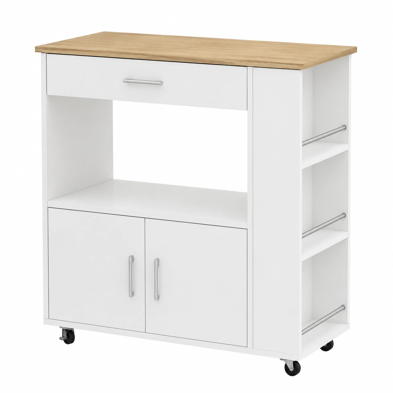 Carrello Cucina Salvaspazio con Ruote e Ripiani, Bianco 82x46x88cm - SoBuy