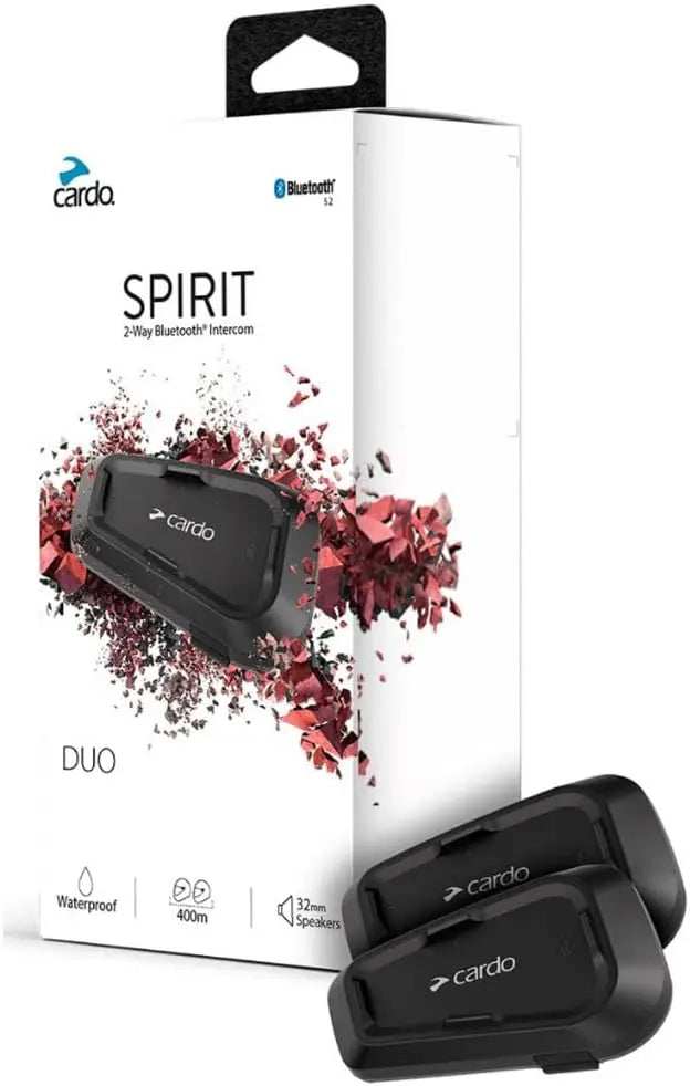Cardo SPIRIT Motorcycle Helmet Bluetooth Headset - Black, 2-Pack