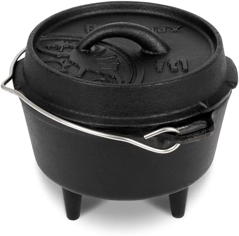 Petromax Cast Iron Dutch Oven for Cooking or Baking Outdoors Over a Campfire or in the Home Kitchen - Pre-Seasoned Cookware Conducts Heat Evenly