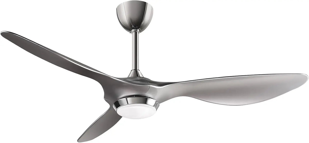 reiga Silver 52 Inch Smart Ceiling Fan with Light - Quiet DC Bedroom 3 Blade Fan