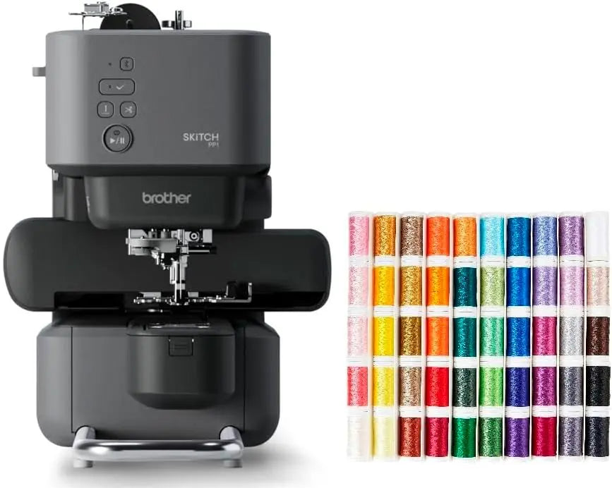 Brother - Skitch Single-Needle Embroidery Machine and SA650 50-Color Designio Thread Set