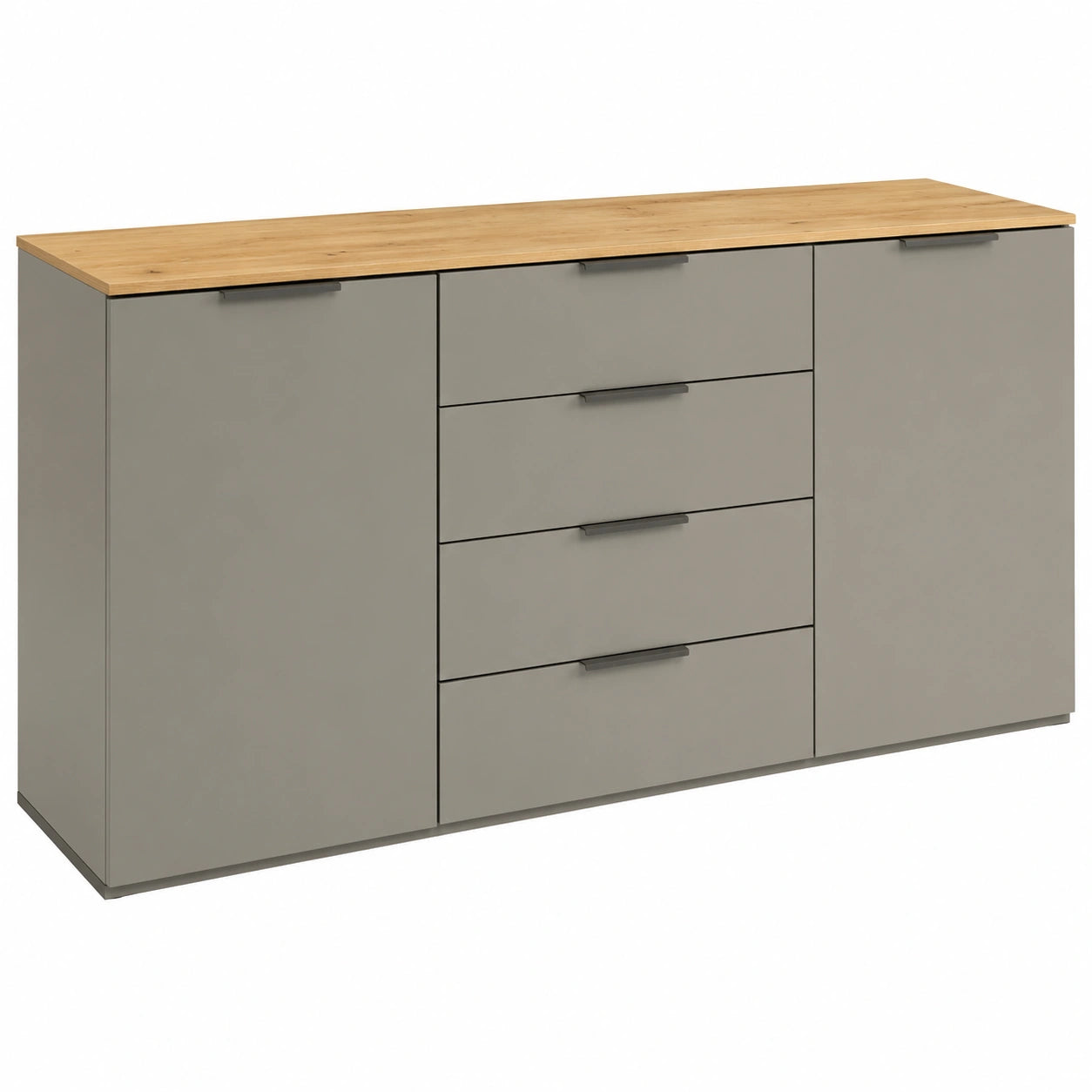 Credenza Moderna in Legno con Ante e Cassetti, Grigio Titanio, 170,9x80,9x44,4 cm, Made in Italy