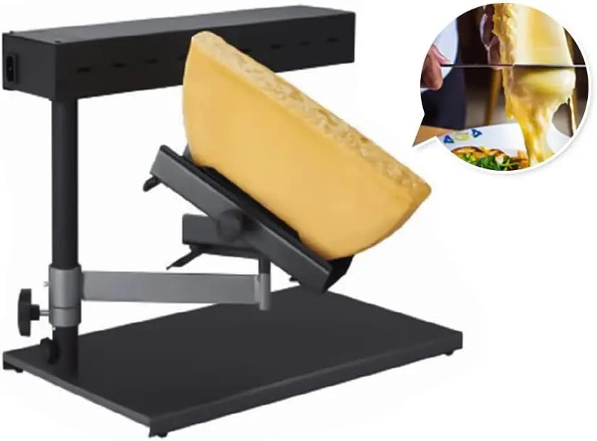 Commercial Raclette Cheese Melter Electric Raclette Machine Swiss Dish Maker Demi Melting Warmer Adjustable Angle for Half Nacho Cheese Wheel Sliced