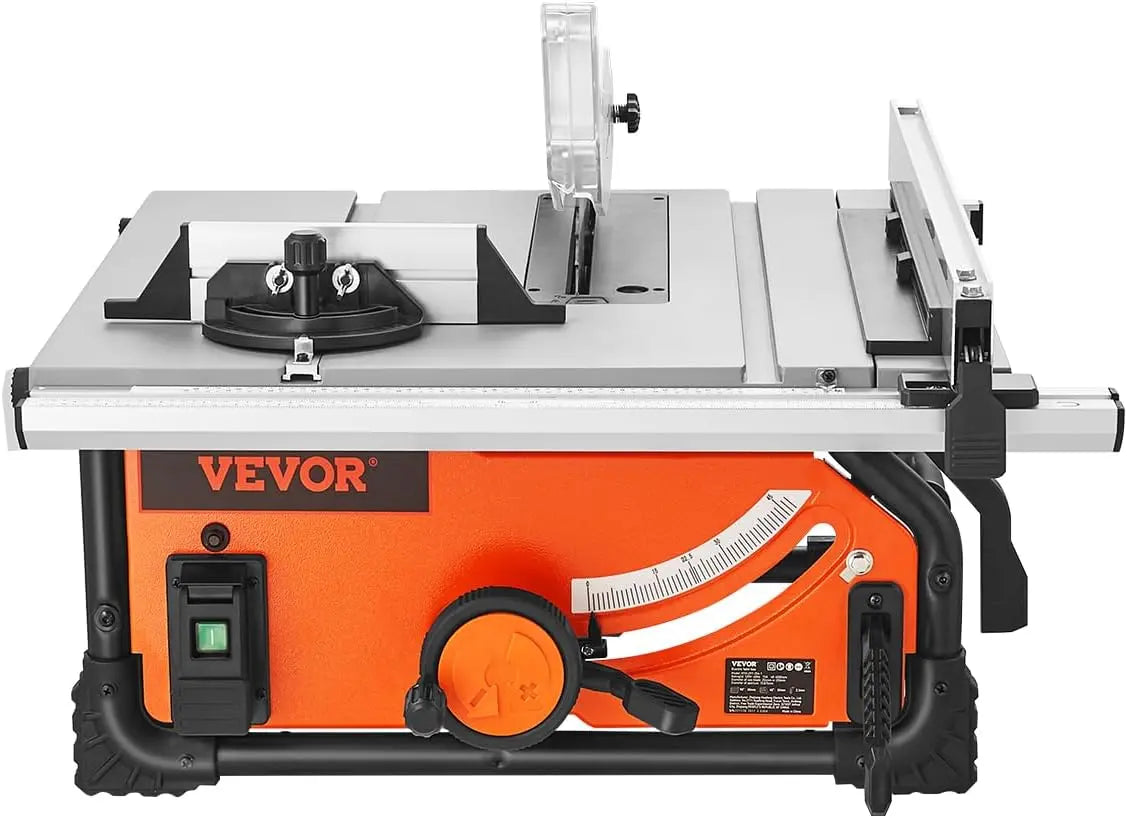 VEVOR Table Saw - 4500 RPM Portable Jobsite Table Saw with Sharp Edges & High Cutting Precision, Compact Table Saws with Dust Port For Woodworking