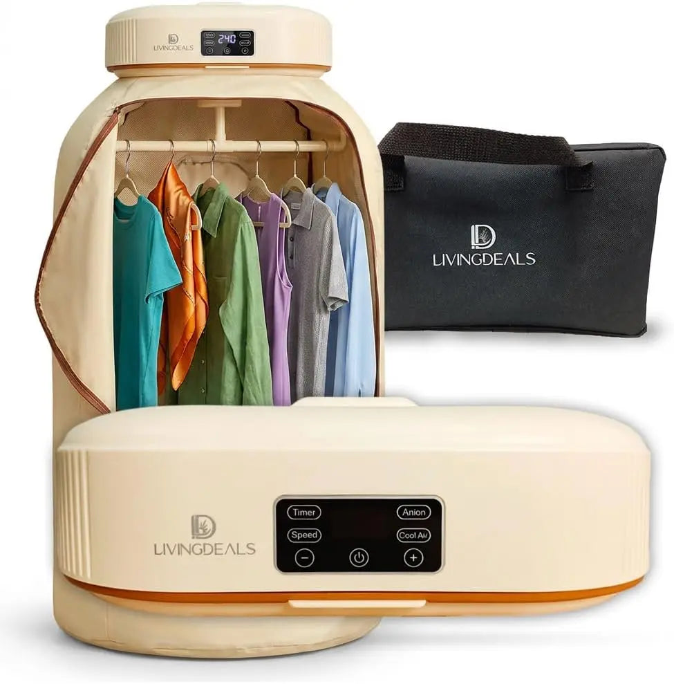 Portable Clothes Dryer for Travel - Compact Foldable Electric Drying Machine with Dry Bag & Timer, Fast-Drying for Apartments, RV, Dorm, Clothes