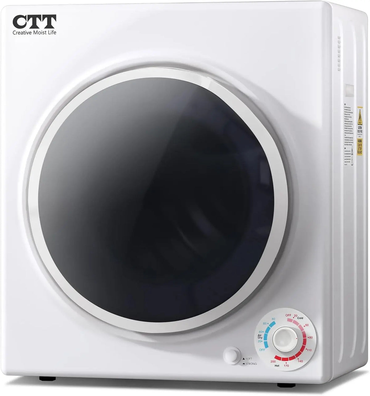 CTT 3.5 Cu. Ft. Clothes Dryer - 1500W Electric Dryers for Clothes, White