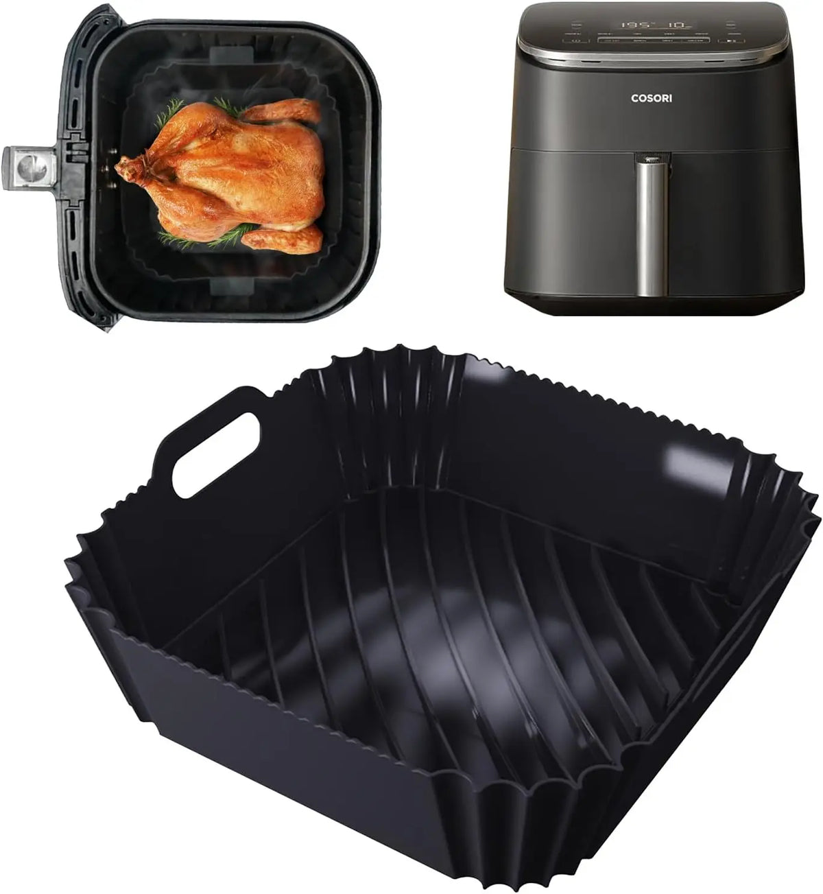 Silicone Air Fryer Liner Accessories for COSORI TurboBlaze 6Qt Air Fryer 9-in-1 - Compact & Large 6-Qt, Fast Turbo Modes