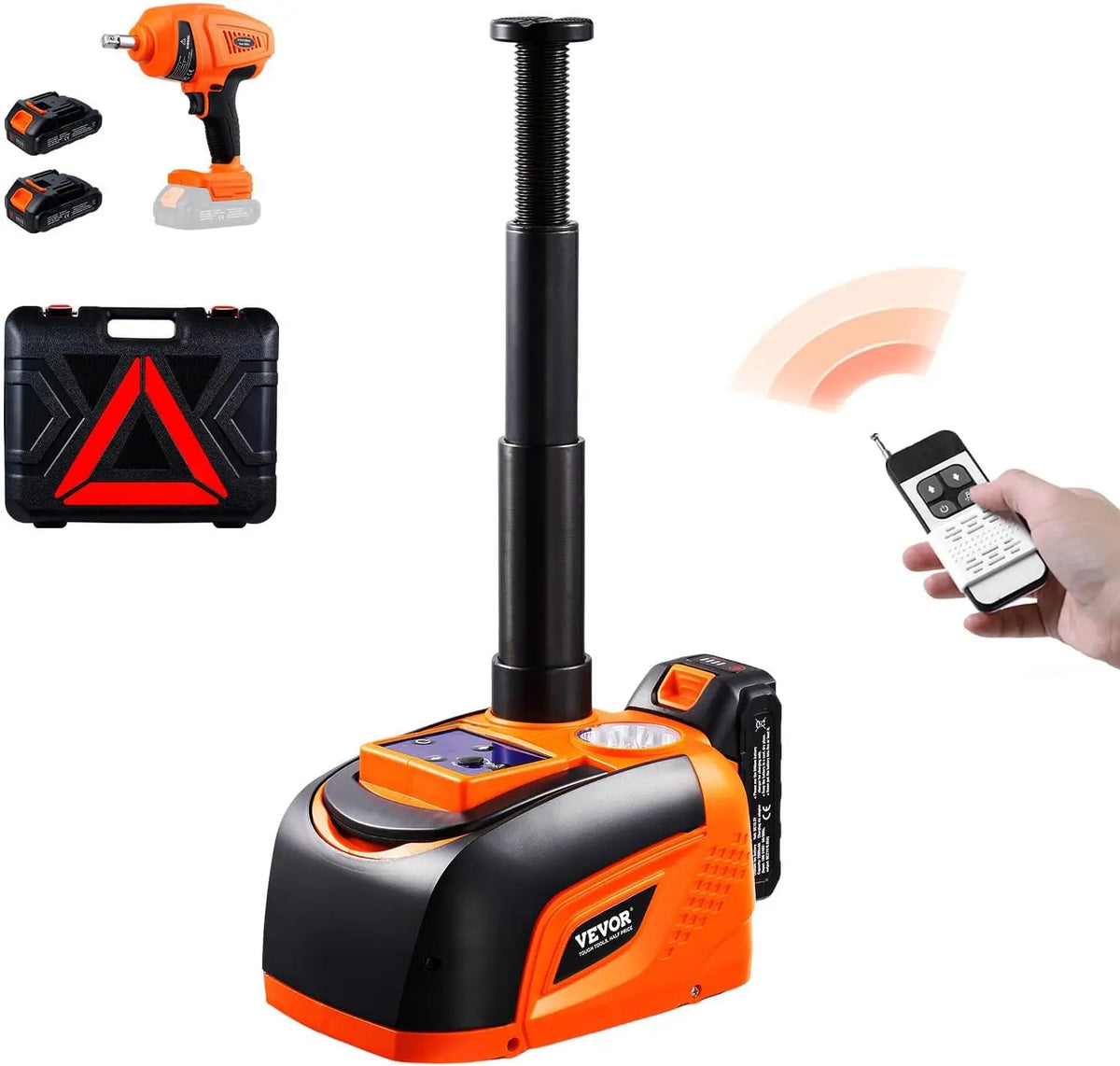 VEVOR Electric Car Jack Cordless Remote Control - 5 Tons /11000 lbs, Electric Hydraulic Jack Kit 18V Battery with Electric Impact Wrench