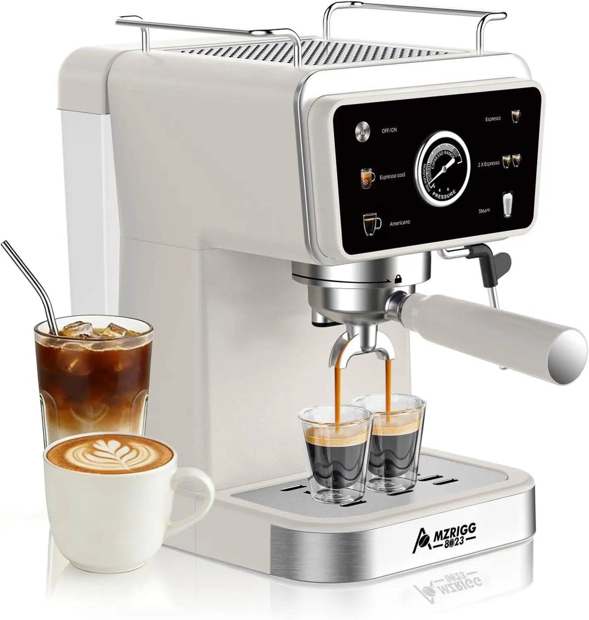 MZRIGG 8023 20 Bar Semi-Automatic Espresso Machine - 1350W Fast Heating Coffee Maker with Milk Frother Steam Wand