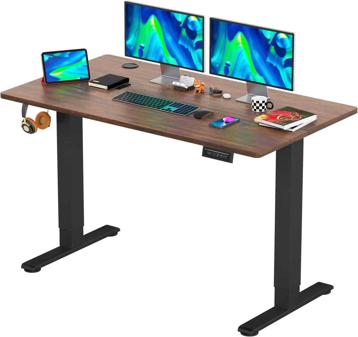 PayLessHere Electric Standing Desk 48x24 Inch Height Adjustable Desk Large Space Office Computer Desk - Brown