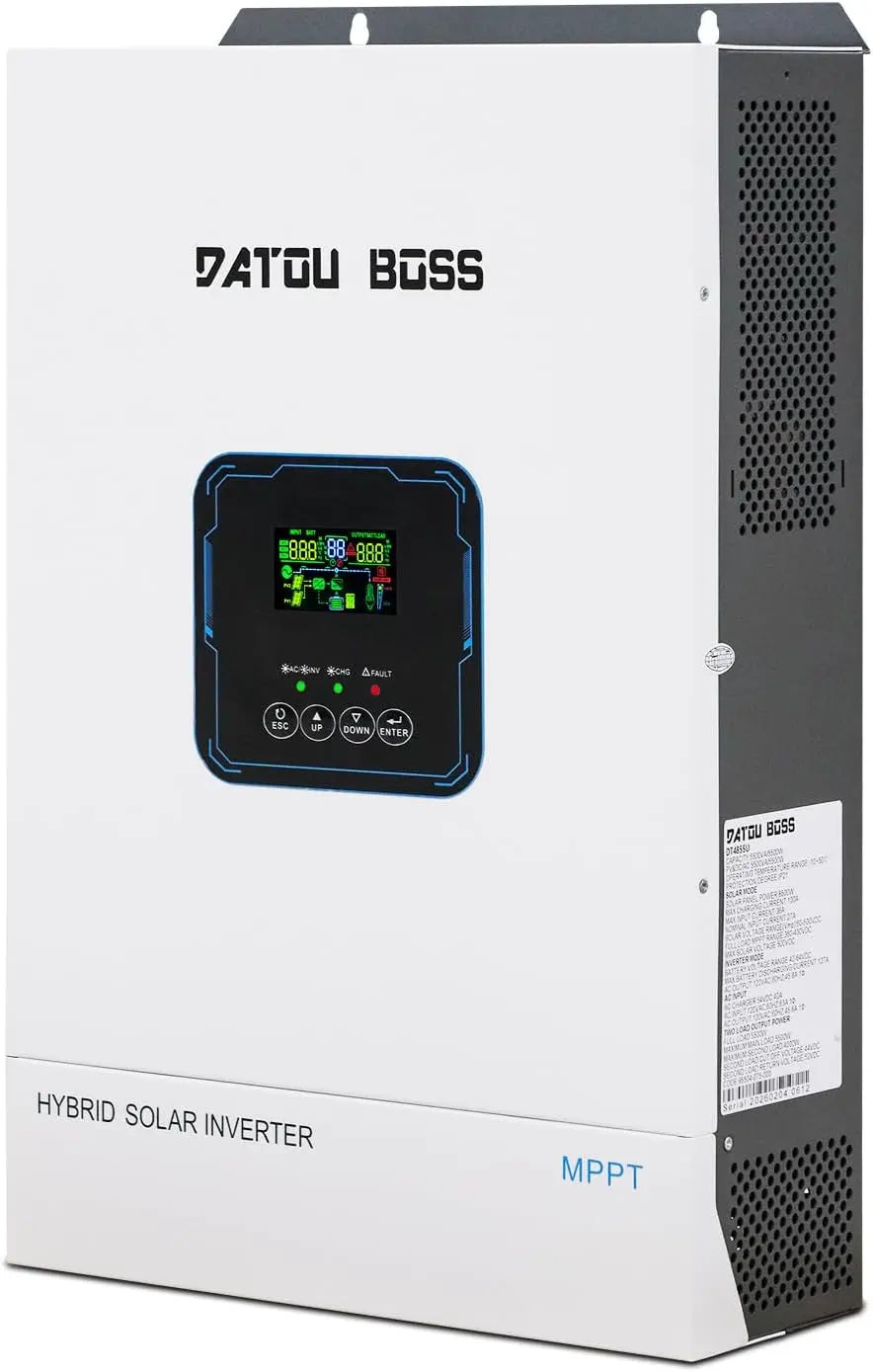 DATOUBOSS 5500W Hybrid Solar Inverter - 48V DC to 110/120V AC Pure Sine Wave