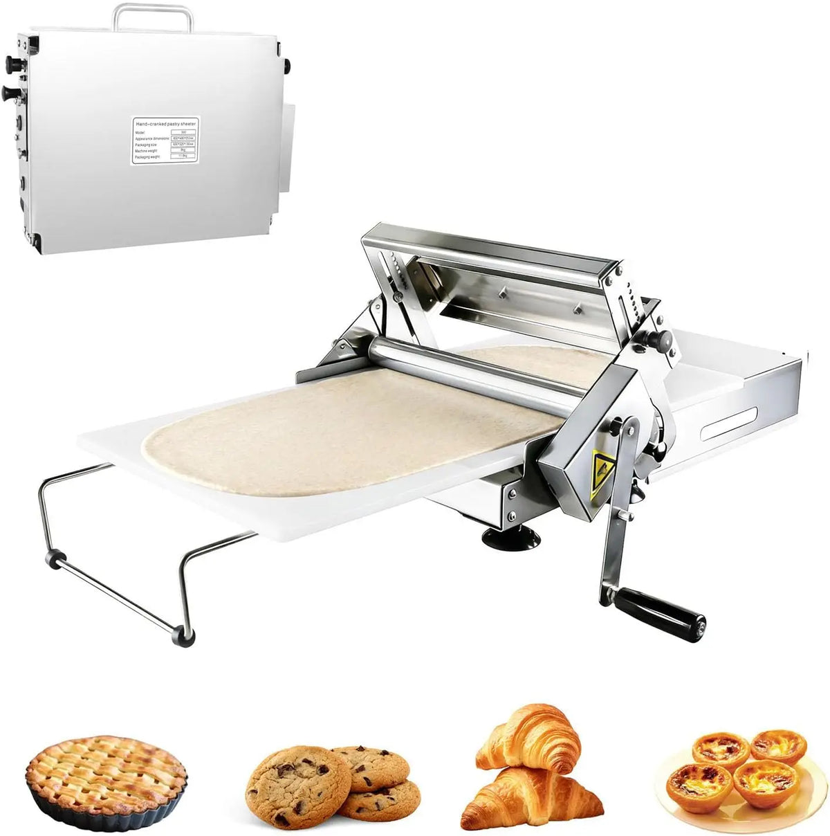 Dough Sheeter Machine - 12'' Folding Dough Rolling Machine, Manual Dough Roller, 12''