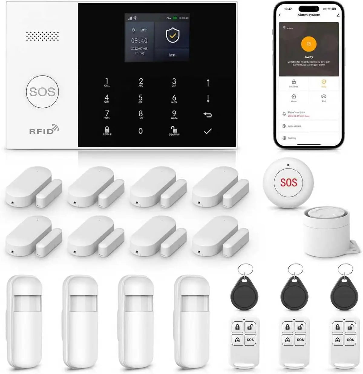 LWOHSI A105F Home Alarm Systems - 21 Pieces with Door/Window and Motion Sensors