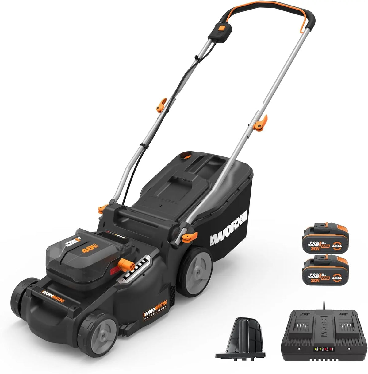 Worx Cordless Lawn Mower - 40V 16 Inch 2-in-1 Grass Mower for 1/4 Acre, WG737