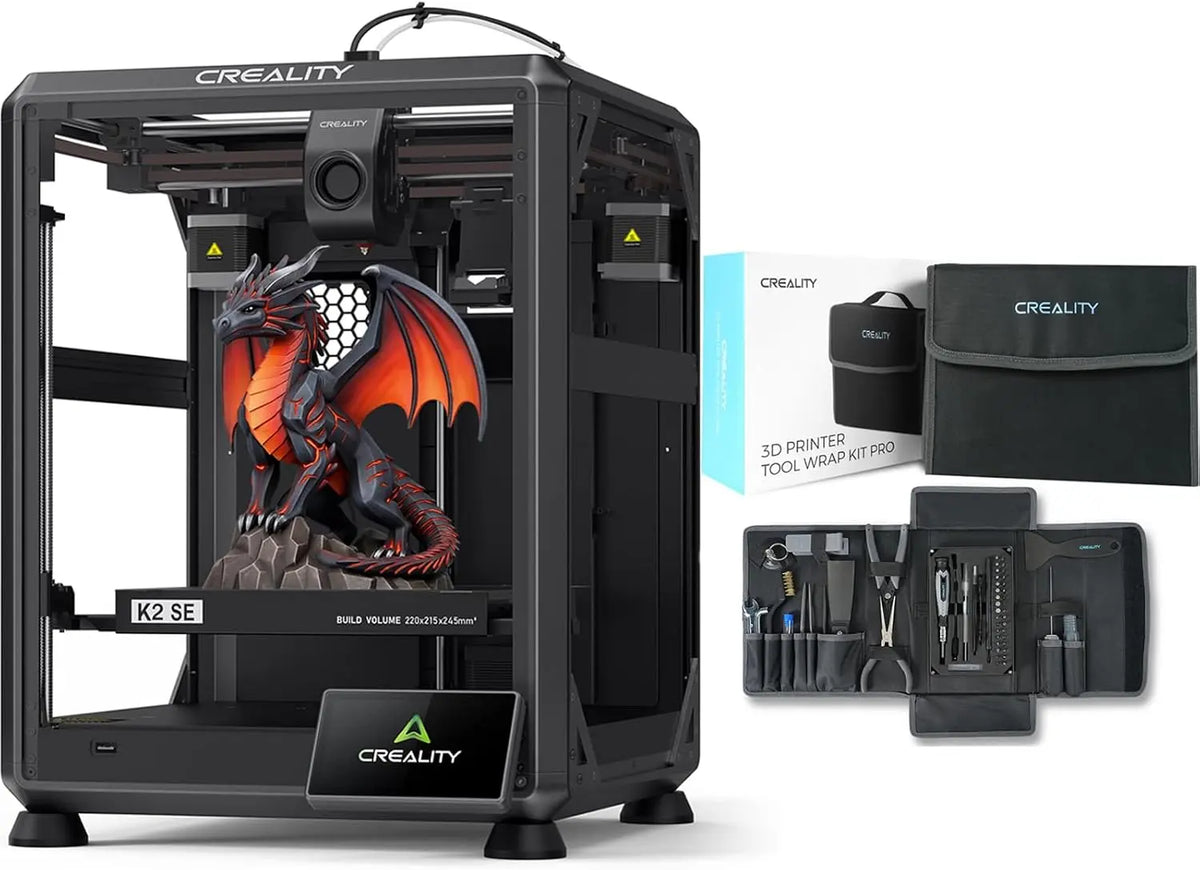 Creality K2 SE 3D Printer Bundle - With 74Pcs 3D Printing Tool Wrap Kit