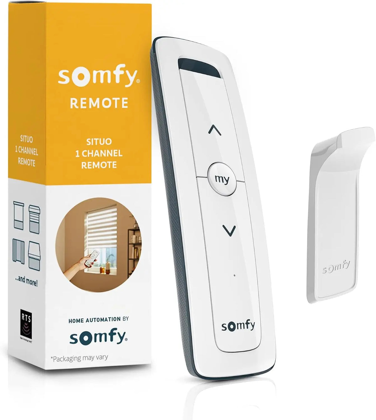 Somfy Remote Situo 1 Pure - 74300 RTS Single Channel Remote Control for 1 Motorized Shade or Group, RTS Only, Not Zigbee/Wi-Fi/Z-Wave, Elegant White