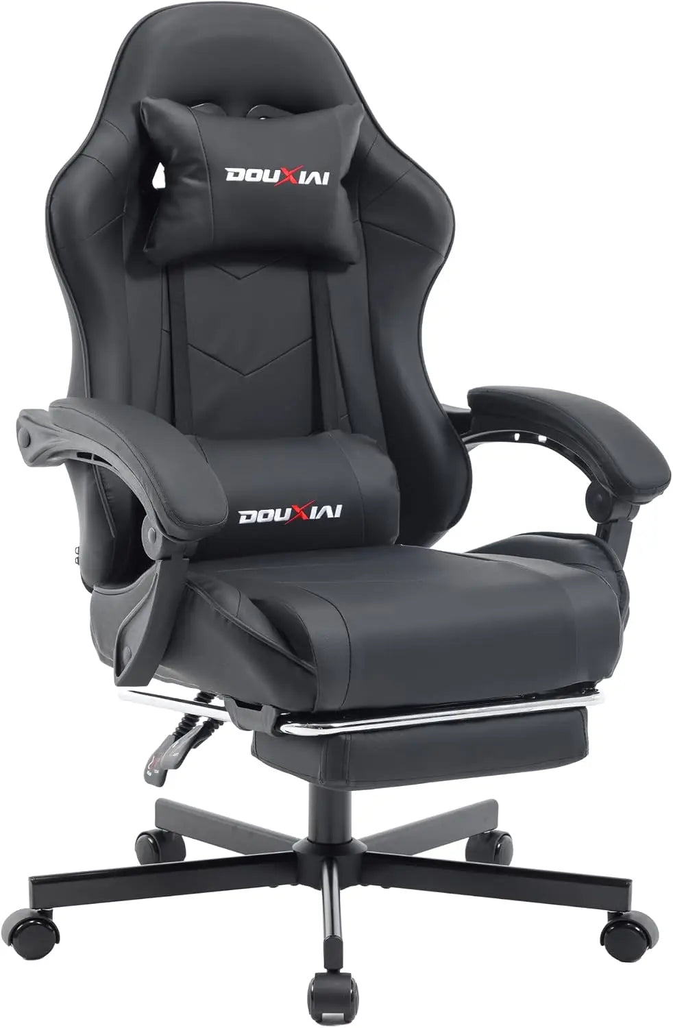 Ergonomic Gaming Chair with Footrest - Video Gaming Chair for Adults, Black
