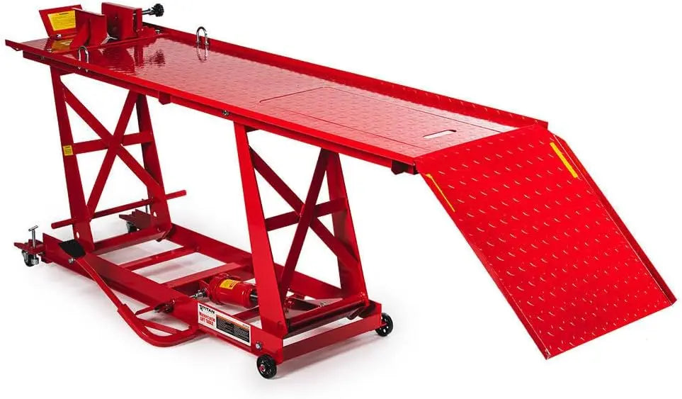Hydraulic Motorcycle Lift - 1000 LB Capacity Lift Hoist Jack Stand, for Mechanics, Workshops, and Homes