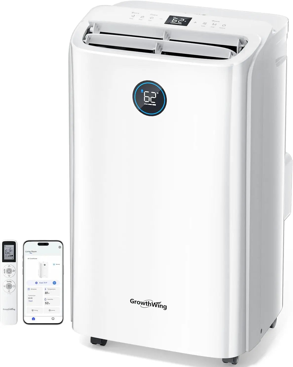 12 - 000 BTU Smart WiFi Portable Air Conditioner, Cools up to 550 Sq.Ft, Auto-Evaporation, 3-in-1 Modes, Voice & Remote Control, Quiet Operation