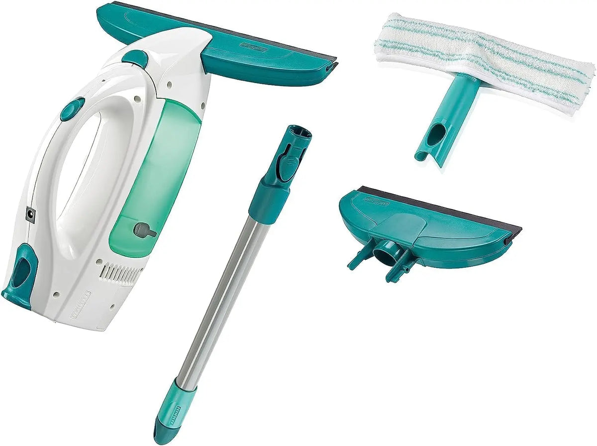 Leifheit Dry & Clean Window Vacuum Cleaner Set with 43cm Handle and Washers - Window Cleaning Kit up to 35 Minutes of Power, Electric Window Cleaner