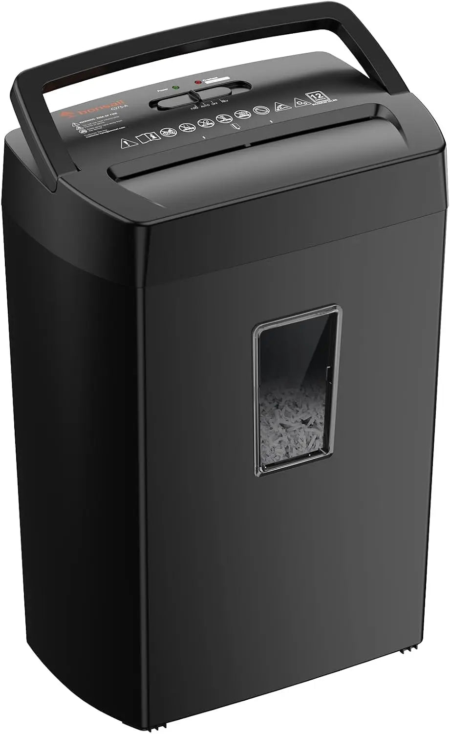 Bonsaii 12-Sheet Cross Cut Paper Shredder - 5.5 Gal Home Office Heavy Duty Shredder for Paper, Credit Card, Mail, Staples, with Transparent Window