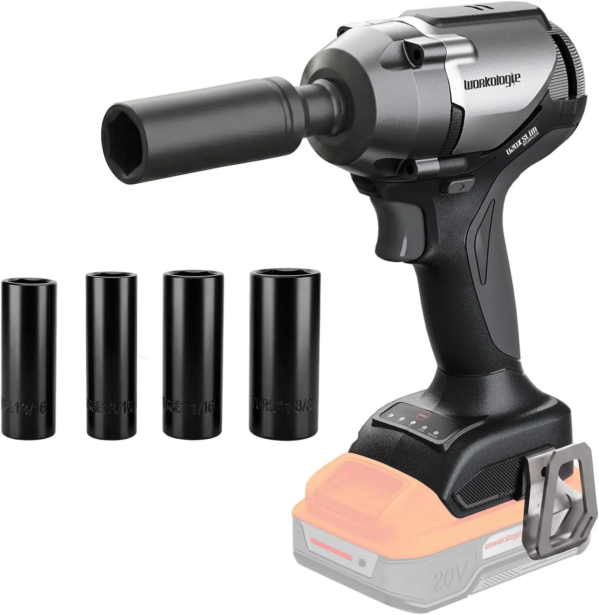 20V Impact Wrench with 400N.m Max Torque - 1/2 Inch Brushless Impact Gun, 4 Speed 3 Torque Settings, 2300RPM Speed & 2800BPM Impact Frequency