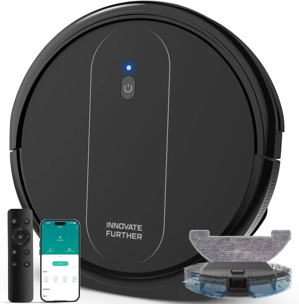Robot Vacuum and Mop Combo: 5000Pa 3-in-1 Robotic Vacuum with Intelligent Navigation - Alexa&APP Control, Hard Floors & Carpets, Quiet and Slim, Black