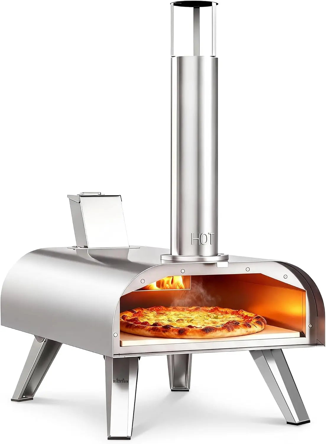 BIG HORN 12 Inch Outdoor Pizza Oven - 1110°F, Wood Pellet, Gas & Electric