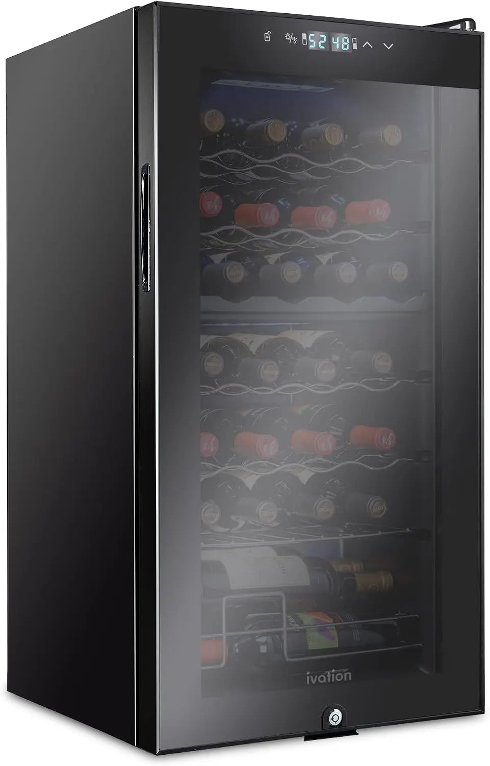 Ivation - 28 Bottle Dual Zone Compressor Wine Cooler Refrigerator w/Lock