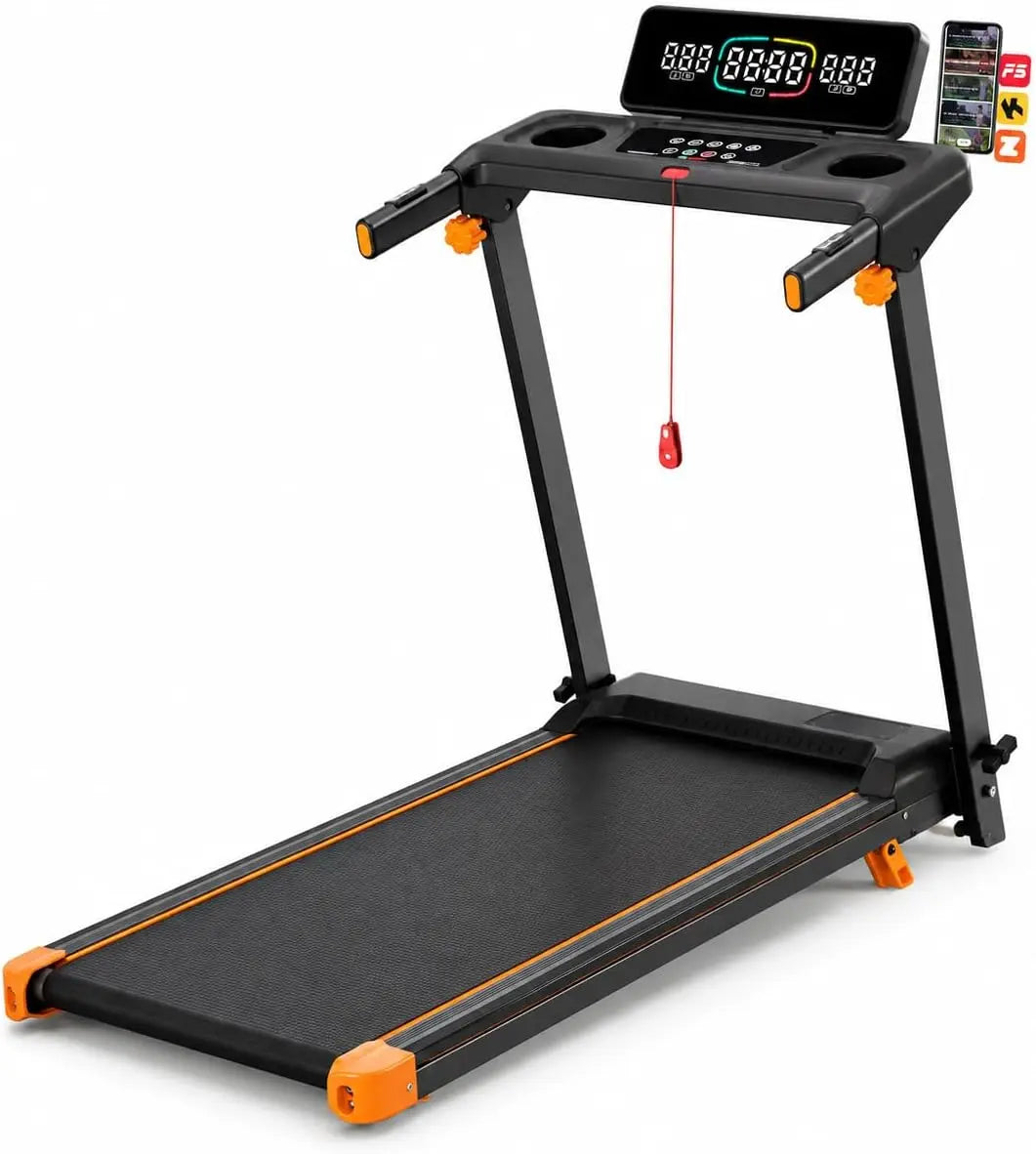 12% Incline Treadmills for Home,Walking pad with Handle bar - APP Control, Bluetooth Speaker & Heart Rate Monitor, 0.6-7.5MPH, 3.0HP, 12 HIIT Programs