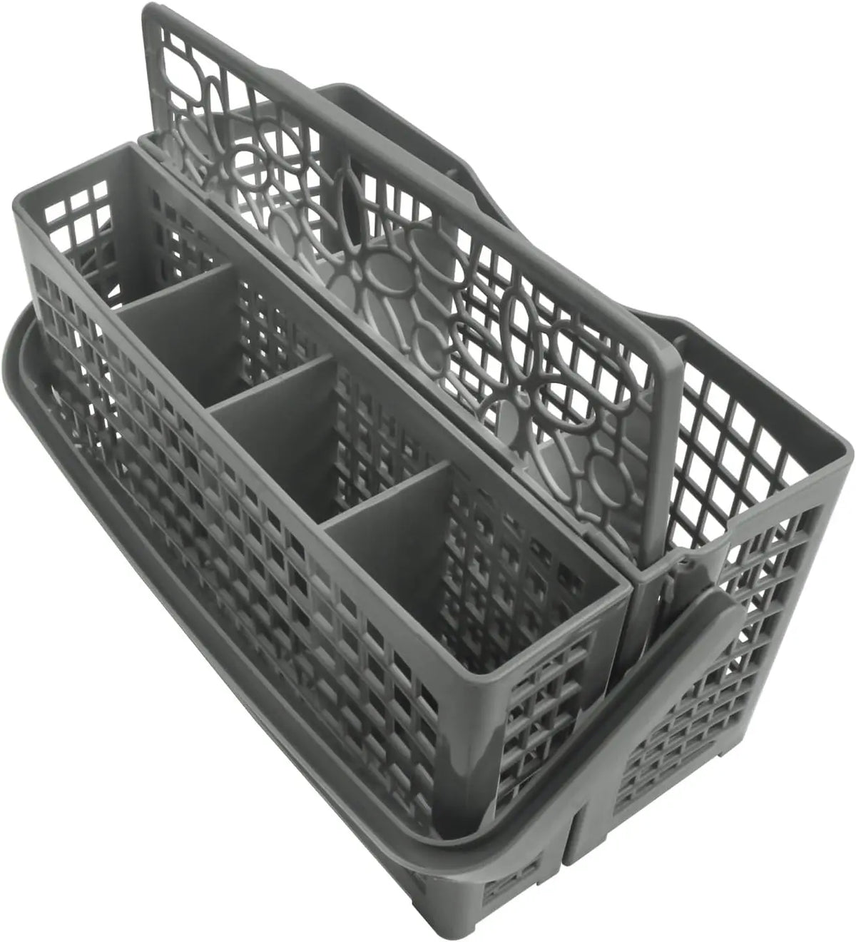 Universal Dishwasher Silverware Cutlery Basket - 2 in 1 Detachable Gray Utensil Holder with 7 Compartments