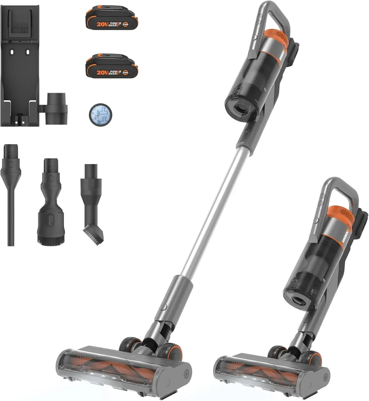 WORX Cordless Stick Vacuum - 20V Handheld Vacuum, 2 Batteries, WX038L