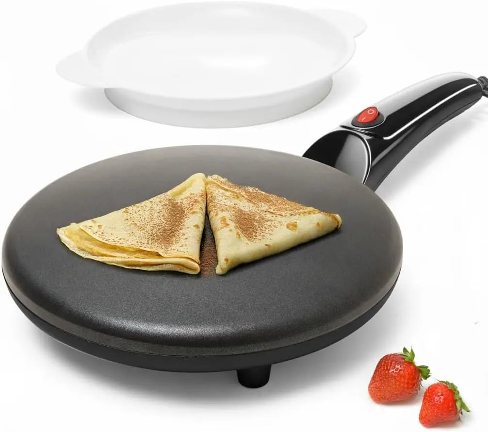 Moss & Stone Black Electric Crepe Maker - 8 Inch Portable Nonstick Crepe Pan