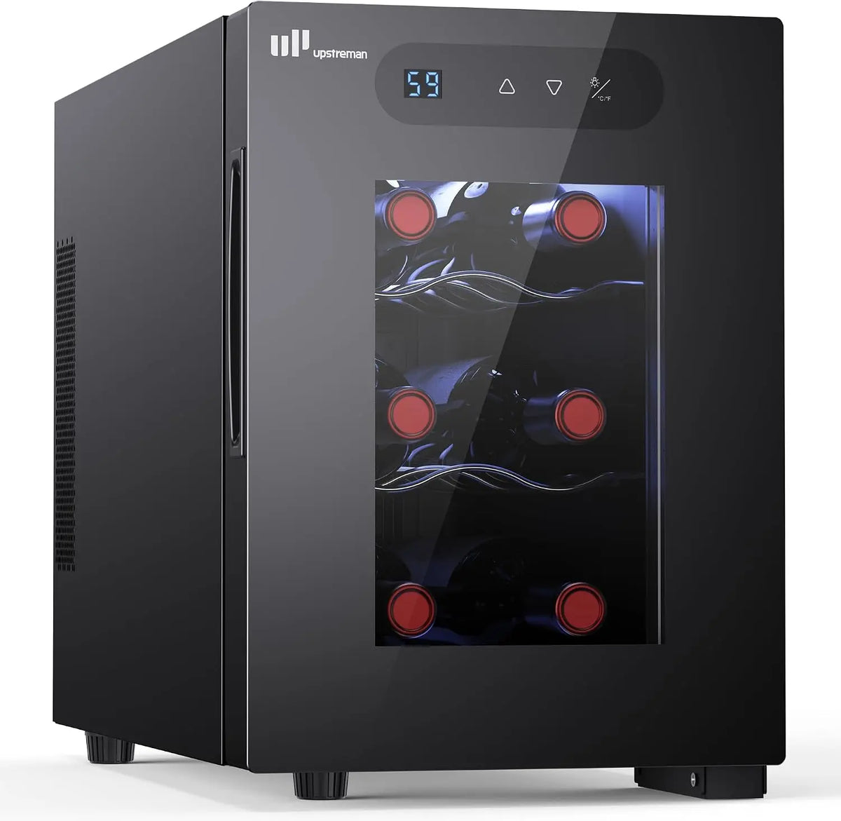 Upstreman 6 Bottle Small Wine Fridge - Compact Thermoelectric Wine Cooler