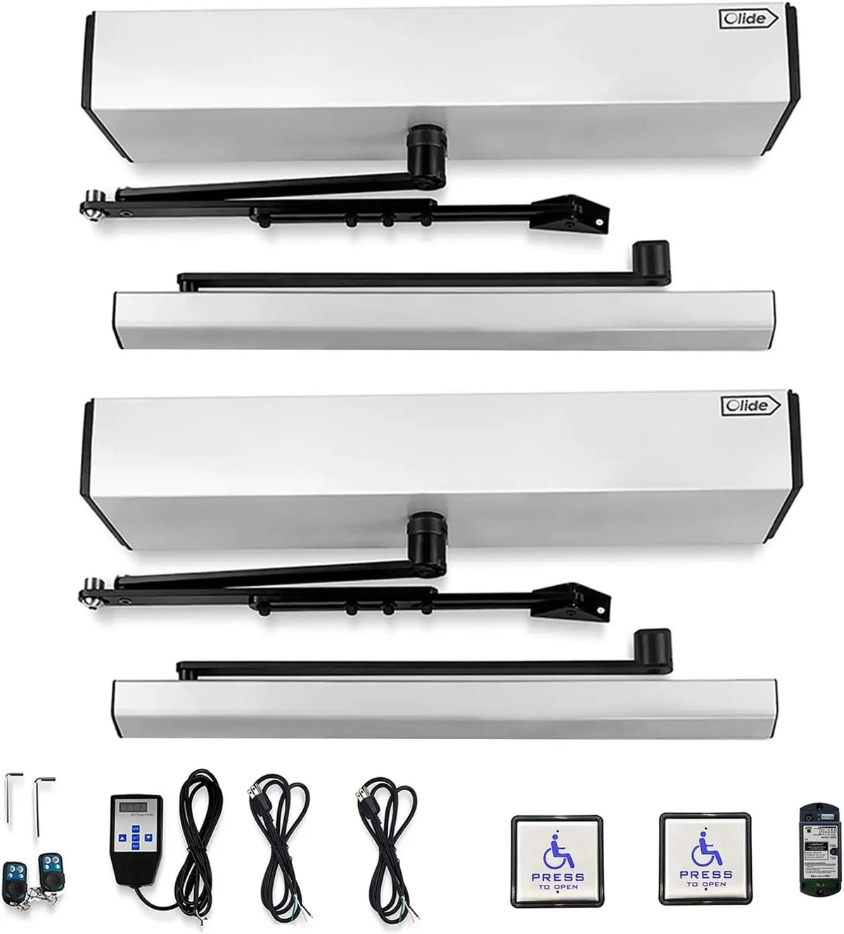 Olideauto Automatic Dual Door Operator - Auto Open Doors Simultaneously with One Handicap Push Button, Parameters Adjustable via Hand Programmer