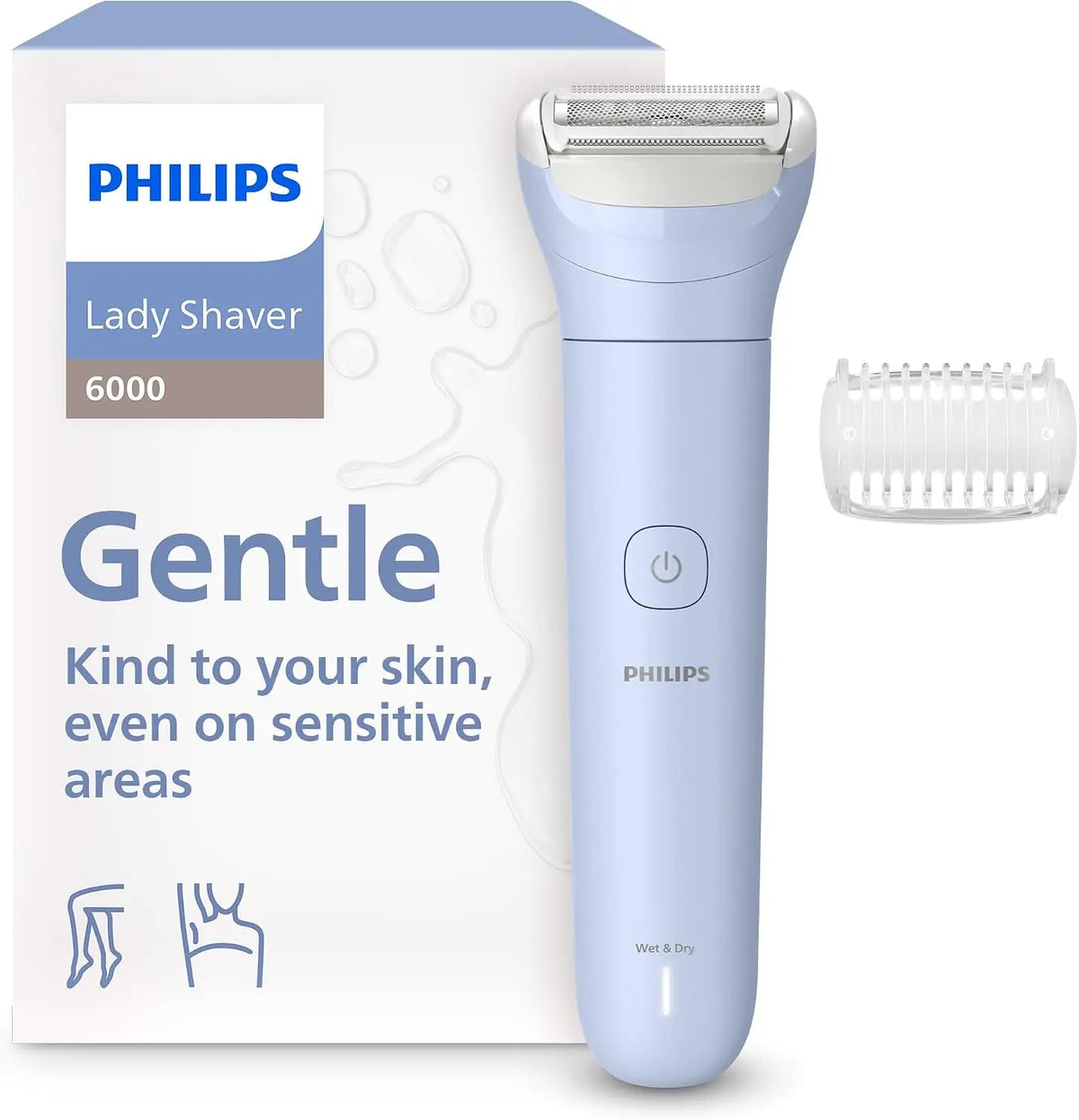 Philips Lady Shaver Series - 6000 - Cordless, Wet & Dry Electric Shaver, 3-Blade Shaving System, for Legs & Body, 80 Mins. Runtime, Model BRL127/00