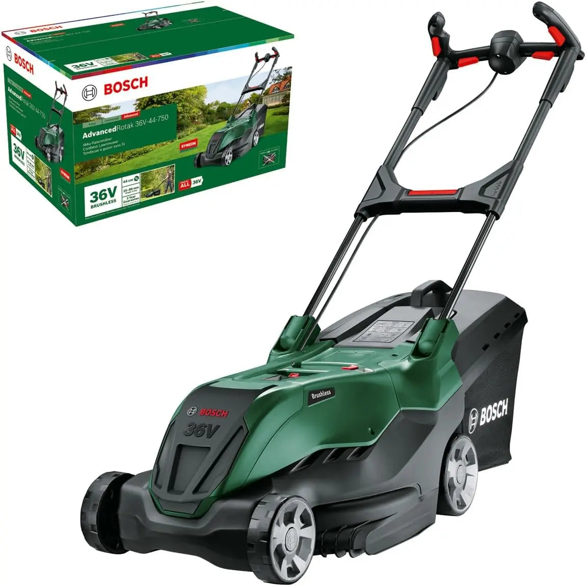 Bosch AdvancedRotak 36V-44-750 Cordless Lawnmower - for Lawnmowing; 36 Volt System; Cutting Width: 44 cm; Without Battery