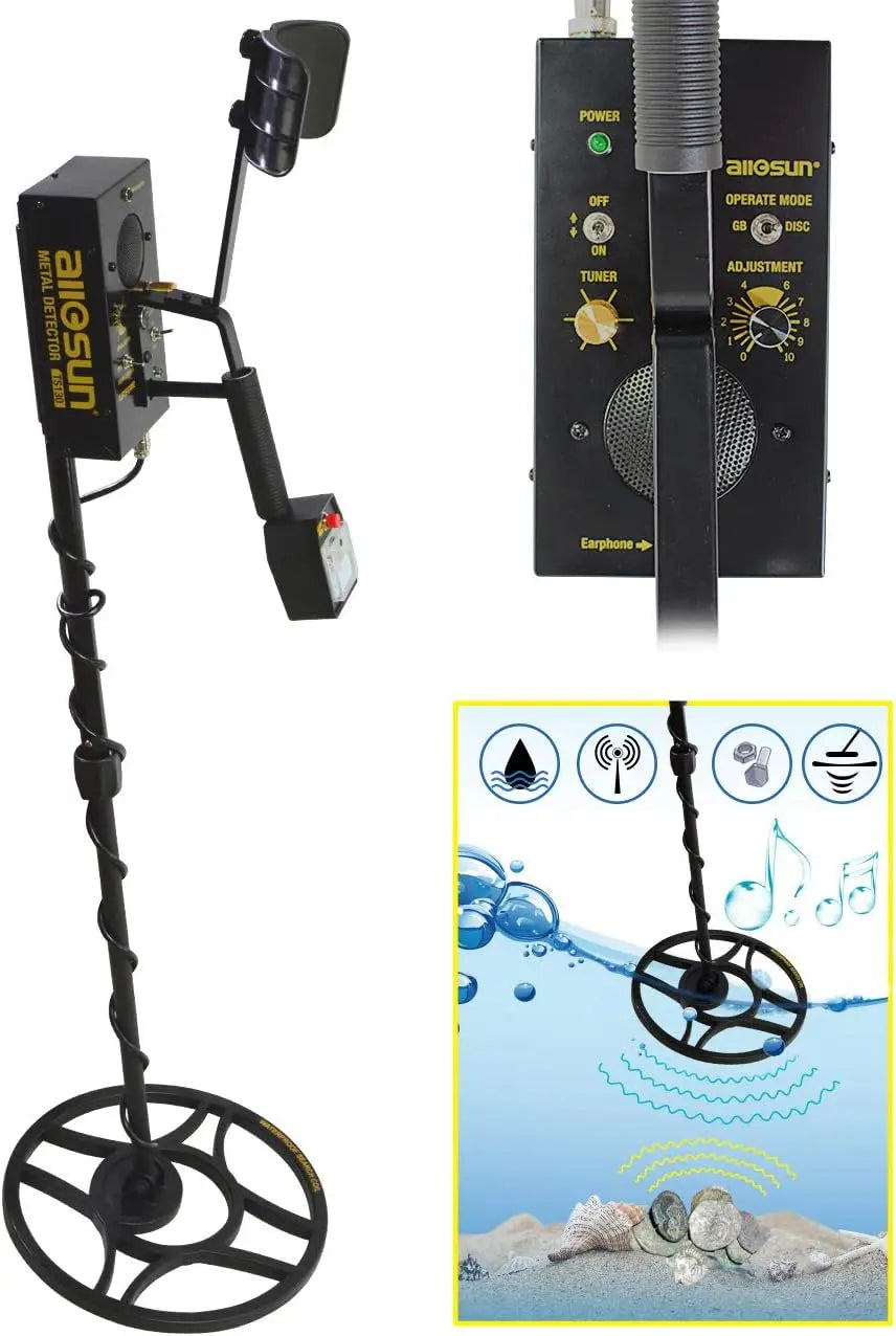 ALLOSUN - Metal Detector For Adults Hunter Coin Finder Golden Digger High Accuracy Waterproof Metal Detectors Two Modes Handheld Relic Hunter